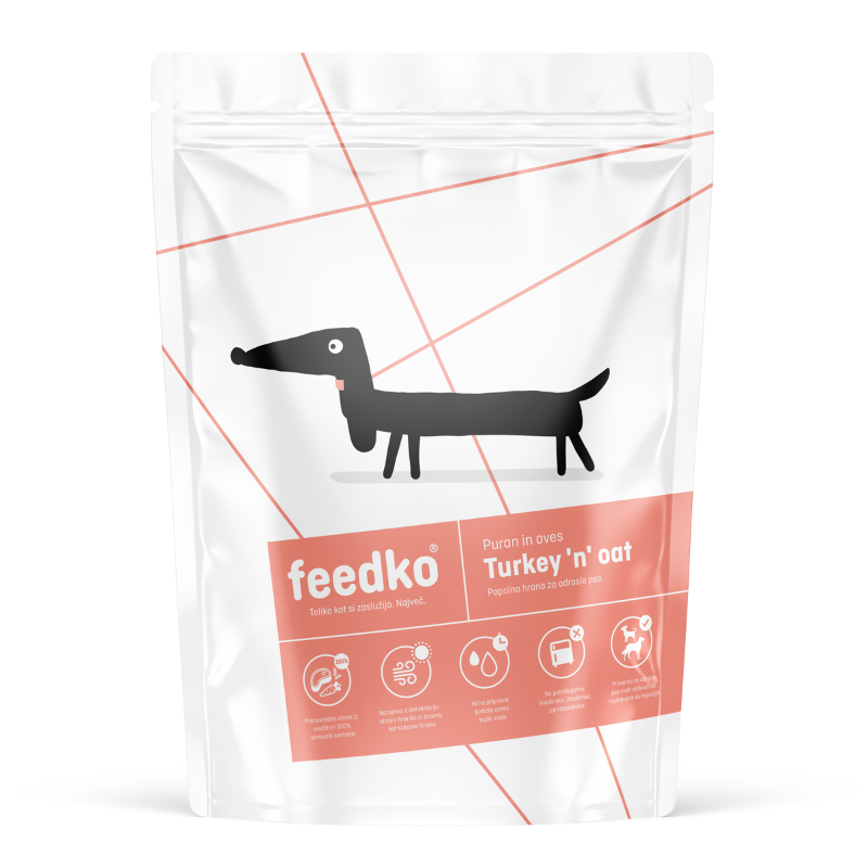 Dehidrirana hrana za pse Feedko, puran in oves, Turkey 'n' oat