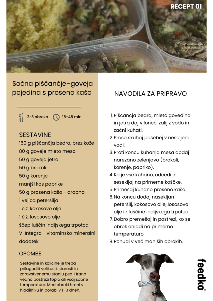 Recepti FEEDKO kuhana hrana Socna piscancje–goveja pojedina s proseno kaso 2